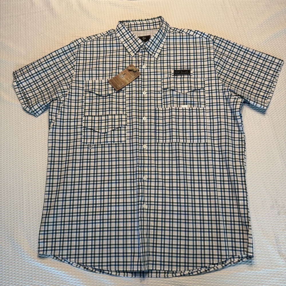 Old South Classic Blue Green and White Checkered Men's Shirt size medium NEW